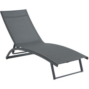 Vente-unique.com Bain de soleil multipositions en aluminium et textilene - Anthracite - SARANDA de MYLIA