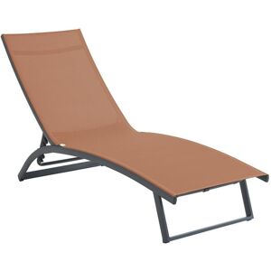 Vente-unique.com Bain de soleil multipositions en aluminium et textilene - Terracotta - SARANDA de MYLIA