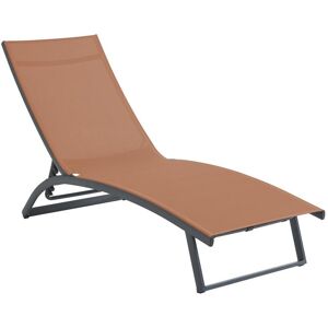 Vente-unique.com Bain de soleil multipositions en aluminium et textilene - Terracotta - SARANDA de MYLIA