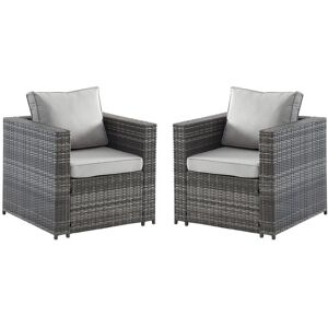 Lot de 2 fauteuils de jardin en resine tressee - Gris - ANORI de MYLIA