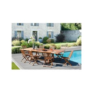 Macabane HANNA - Table de jardin 10/12 personnes - rectangulaire double extension 200/300 x 120 cm en bois Teck huilé