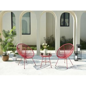 Vente-unique.com Salon de jardin en fils de resine tresses : 2 fauteuils et une table - Terracotta - ALIOS III de MYLIA