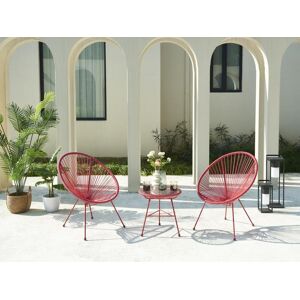 MYLIA Salon de jardin en fils de résine tressés : 2 fauteuils et une table - Terracotta - ALIOS III de MYLIA