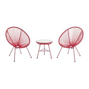 Vente-unique.com Salon de jardin en fils de resine tresses : 2 fauteuils et une table - Terracotta - ALIOS III de MYLIA