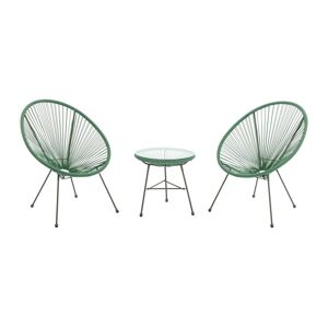 MYLIA Salon de jardin en fils de résine tressés : 2 fauteuils et une table - Kaki - ALIOS III de MYLIA