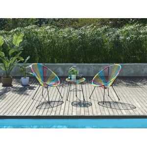 Salon de jardin en fils de resine tresses : 2 fauteuils et une table - Multicolore - ALIOS III de MYLIA