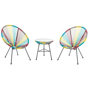 MYLIA Salon de jardin en fils de résine tressés : 2 fauteuils et une table - Multicolore - ALIOS III de MYLIA