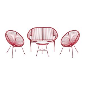 Vente-unique.com Salon de jardin en fils de resine tresses : 2 fauteuils, un banc et une table - Terracotta - ALIOS III de MYLIA