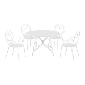 MYLIA Salle à manger de jardin en métal façon fer forgé : une table D.120cm et 4 fauteuils empilables - Blanc - GUERMANTES de MYLIA