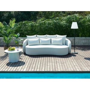 Salon de jardin un canape 3 places en tissu et une table basse Blanc GUARANO de MYLIA