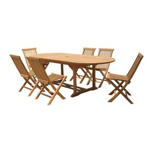 MYLIA Salle à manger de jardin en teck : une table extensible L.180 / 240 cm et 6 chaises pliantes - Naturel clair - BYBLOS II de MYLIA