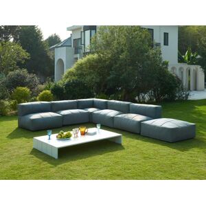 Salon de jardin modulable 6 places en tissu : 4 fauteuils, 1 angle, 1 pouf et une table basse - Anthracite - LIVAI de MYLIA