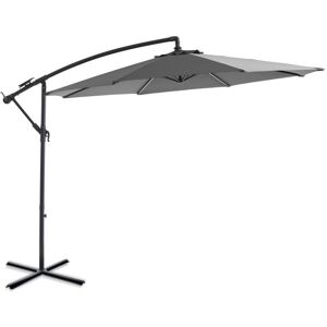 MYLIA Parasol déporté rond gris en acier avec LEDS - D. 2.93 m - POCOTA