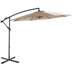 MYLIA Parasol déporté rond taupe en acier avec LEDS - D. 2.93 m - POCOTA