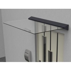 Vente-unique Auvent de porte en aluminium 140 x 90 cm plat avec leds - LUXAMA