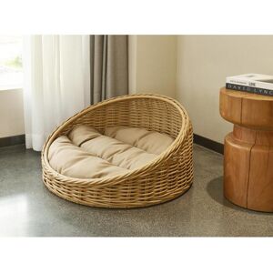 Vente unique Panier pour animaux en resine avec coussin Interieur ou exterieur D 71 x H 37 cm Naturel et marron ZALIO