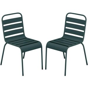 Lot de 2 chaises de jardin empilables en metal Vert sapin MIRMANDE de MYLIA