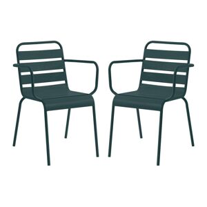 Vente-unique.com Lot de 2 fauteuils de jardin empilables en metal - Vert sapin - MIRMANDE de MYLIA