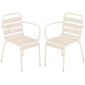 Lot de 2 fauteuils de jardin empilables en metal Beige MIRMANDE de MYLIA