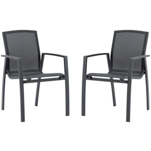 Lot de 2 fauteuils de jardin empilables en aluminium et textilene Anthracite MILLAU de MYLIA