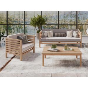 MYLIA Fauteuil de jardin en teck - Naturel clair et gris - LINERI de MYLIA