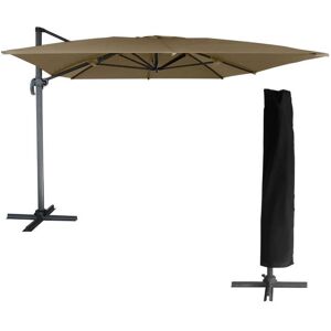 Happy Garden Parasol déporté MOLOKAI rectangulaire 3x4m taupe + housse - HAPPY GARDEN