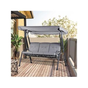 Outsunny Balancelle de jardin 3 places grand confort toit inclinaison réglable épais coussins amovibles polyester acier époxy gris