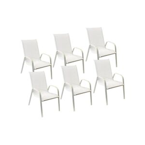 Happy Garden Lot de 6 chaises MARBELLA en textilène blanc - aluminium blanc - HAPPY GARDEN