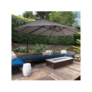 Outsunny Parasol déporté grande taille XXL inclinable dim. 4,4L x 2,7l x 2,5H m piètement en acier inclus polyester gris