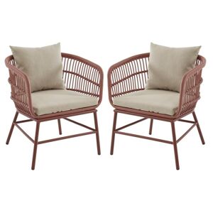 MYLIA Lot de 2 fauteuils de jardin en résine tressée - Terracotta - LOUSINI de MYLIA