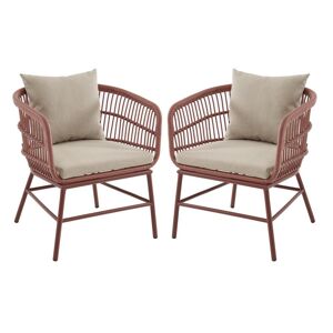 MYLIA Lot de 2 fauteuils de jardin en résine tressée - Terracotta - LOUSINI de MYLIA