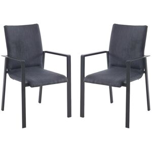 Lot de 2 fauteuils de jardin empilables en aluminium et textilene Gris GULIANE de MYLIA