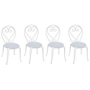 Vente-unique.com Lot de 4 chaises de jardin empilables en metal facon fer forge - blanc - GUERMANTES de MYLIA
