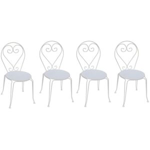 Vente-unique.com Lot de 4 chaises de jardin empilables en metal facon fer forge - blanc - GUERMANTES de MYLIA