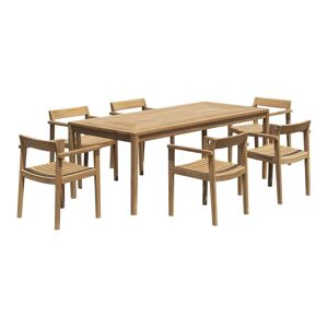 MYLIA Salle à manger de jardin en teck : 1 table L.200 cm + 6 fauteuils - Naturel clair - ALLENDE de MYLIA