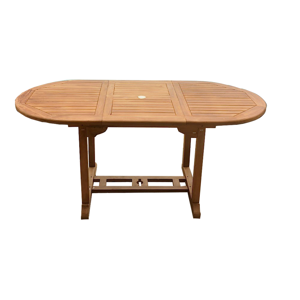 Table de jardin ovale extensible teck brut 6 places KALANG