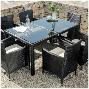 kiefergarden Table de Jardin Washington 6 places Noir Rotin Synthétique Kiefergarden