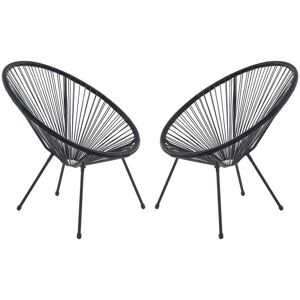 MYLIA Lot de 2 fauteuils de jardin en fils de résine tressés Noir - ALIOS III de MYLIA