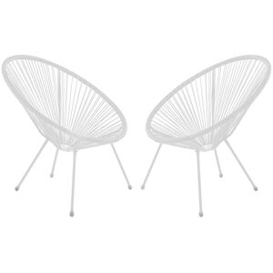 MYLIA Lot de 2 fauteuils de jardin en fils de résine tressés Blanc - ALIOS III de MYLIA