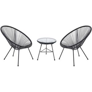 MYLIA Salon de jardin en fils de résine tressés : 2 fauteuils et une table - Noir - ALIOS III de MYLIA