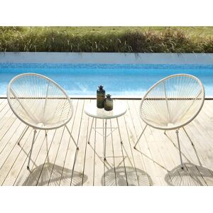 Salon de jardin en fils de resine tresses : 2 fauteuils et une table - Blanc - ALIOS III de MYLIA