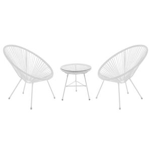 MYLIA Salon de jardin en fils de résine tressés : 2 fauteuils et une table - Blanc - ALIOS III de MYLIA