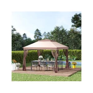 Outsunny Tonnelle barnum de jardin pop-up pliant 3,25L x 3,25l x 2,65H m acier polyester moustiquaires + sac de transport café