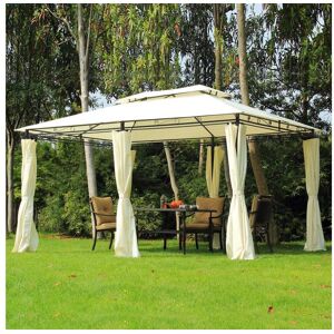 Outsunny Tonnelle barnum pavillon de jardin style colonial double toit toiles laterales amovibles 3L x 4l x 2,65H m creme