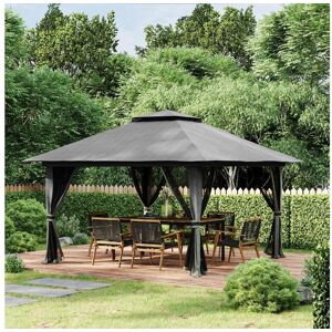 Outsunny Tonnelle barnum de jardin pop-up pliant 3,92L x 3,92l x 2,83H m sacs de lestage et transport inclus gris