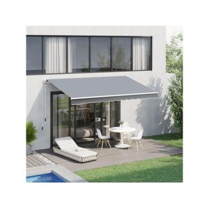 Outsunny Store banne manuel rétractable alu. polyester imperméabilisé haute densité 4 x 2,5 m gris