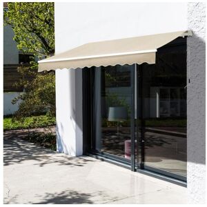 Outsunny Store banne manuel rétractable aluminium polyester imperméabilisé 3,5L x 2,5l m beige