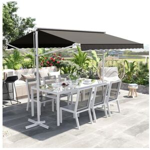 Outsunny Store double pente manuel rétractable inclinaison réglable acier époxy blanc polyester imperméabilisé anti-UV gris dim. 3L x 2,95l x 2,6H m