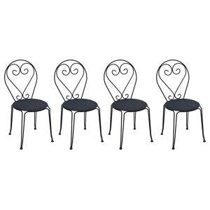 Vente-unique.com Lot de 4 chaises de jardin empilables en metal facon fer forge - anthracite - GUERMANTES de MYLIA