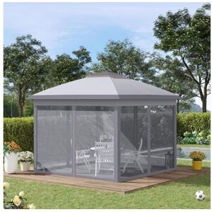 Outsunny Tonnelle barnum automatique pop-up dim. 3,3L x 3,3l x 2,88H m moustiquaires sac transport métal oxford gris